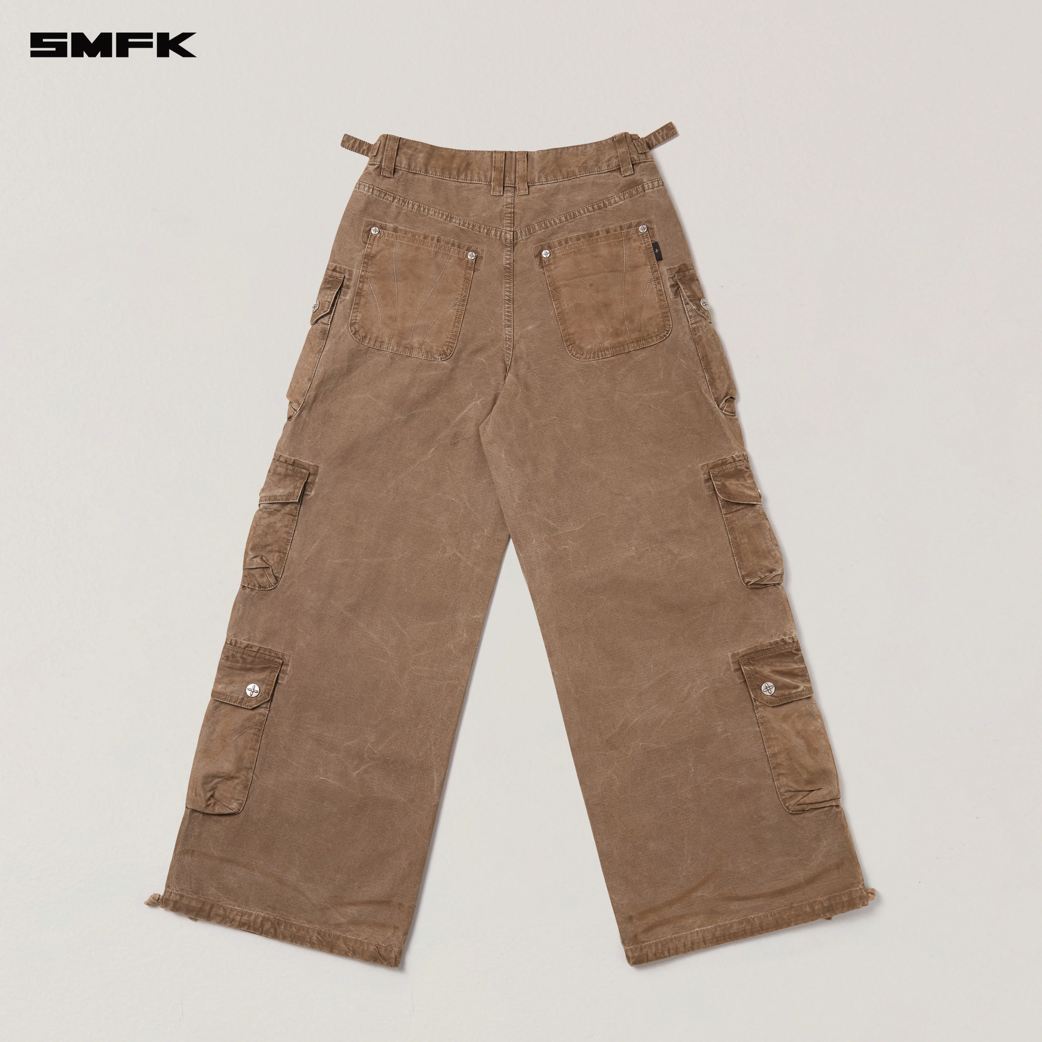 RAGE WILD ORIGIN HANDCRAFT DRIP DYED TOWER CARGO PANTS SHADOW BROWN - Image 7