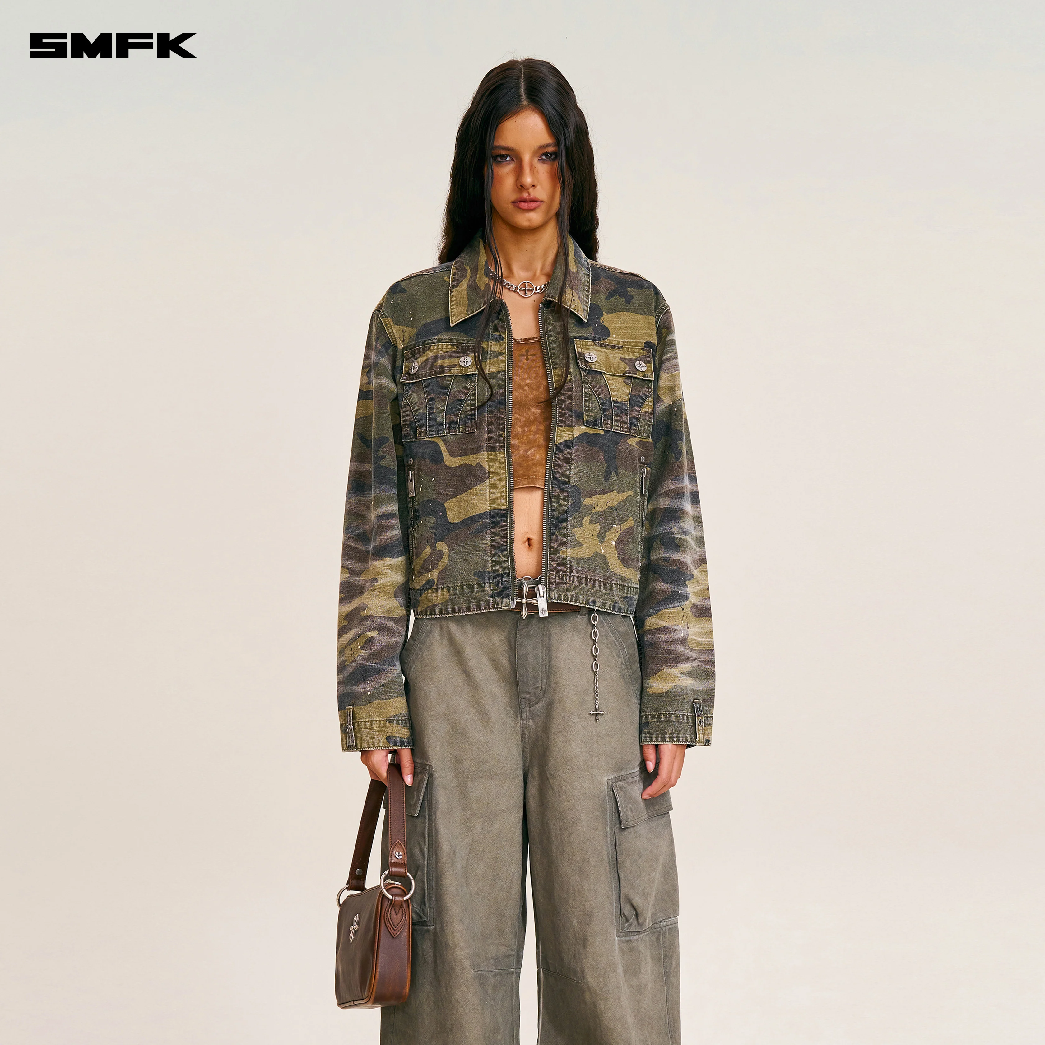 RAGE-WILD ORIGIN HANDCRAFT ENGINEER JACKET/GARMENT DYED ARMY GREEN CAMOUFLAGE