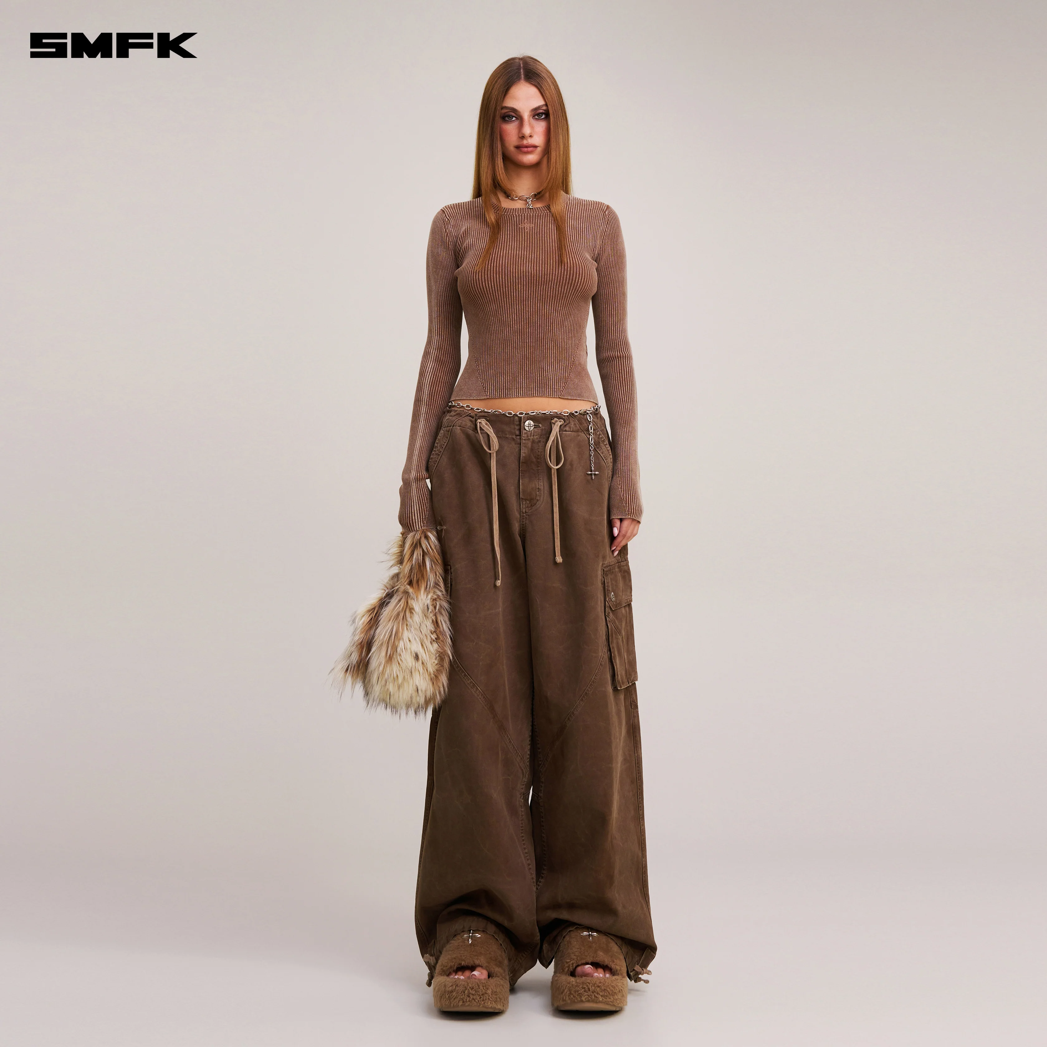RAGE-WILD ORIGIN HANDCRAFT LOOSE PARA PANTS/GARMENT DYED SHADOW BROWN