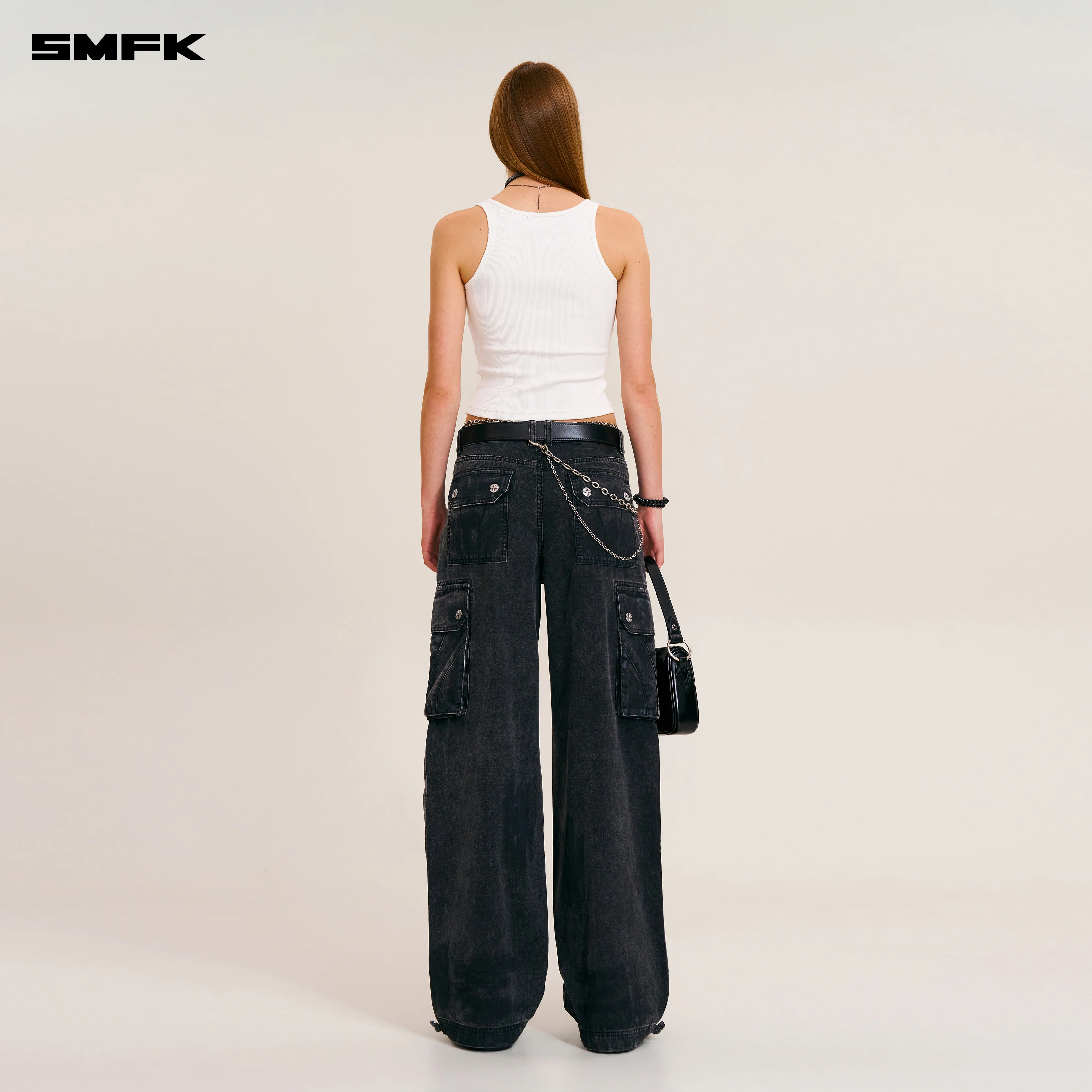 RAGE-WILD ORIGIN HANDCRAFT LOOSE STRAIGHT CARGO PANTS/GARMENT DYED WILD BLACK - Image 4