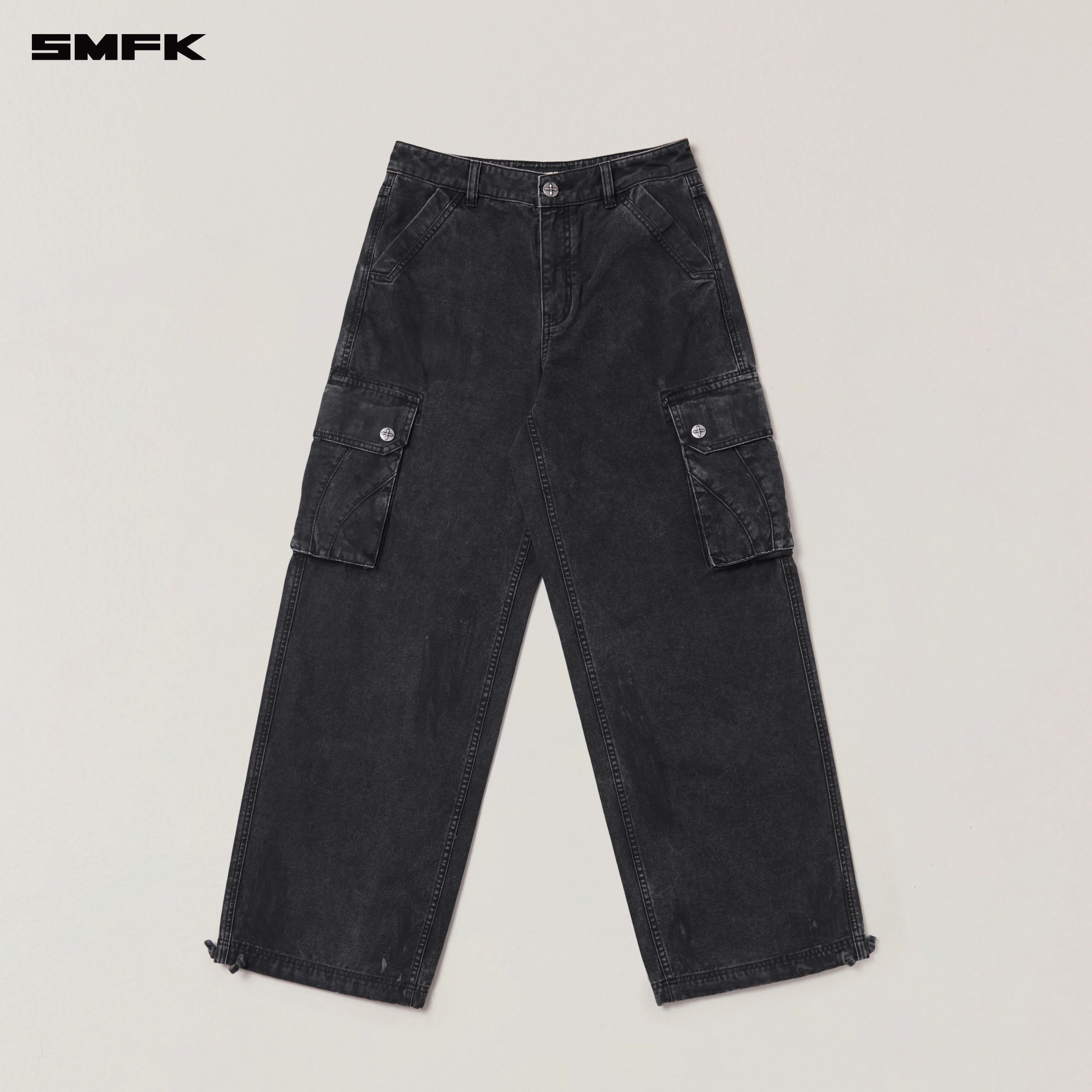 RAGE-WILD ORIGIN HANDCRAFT LOOSE STRAIGHT CARGO PANTS/GARMENT DYED WILD BLACK - Image 6