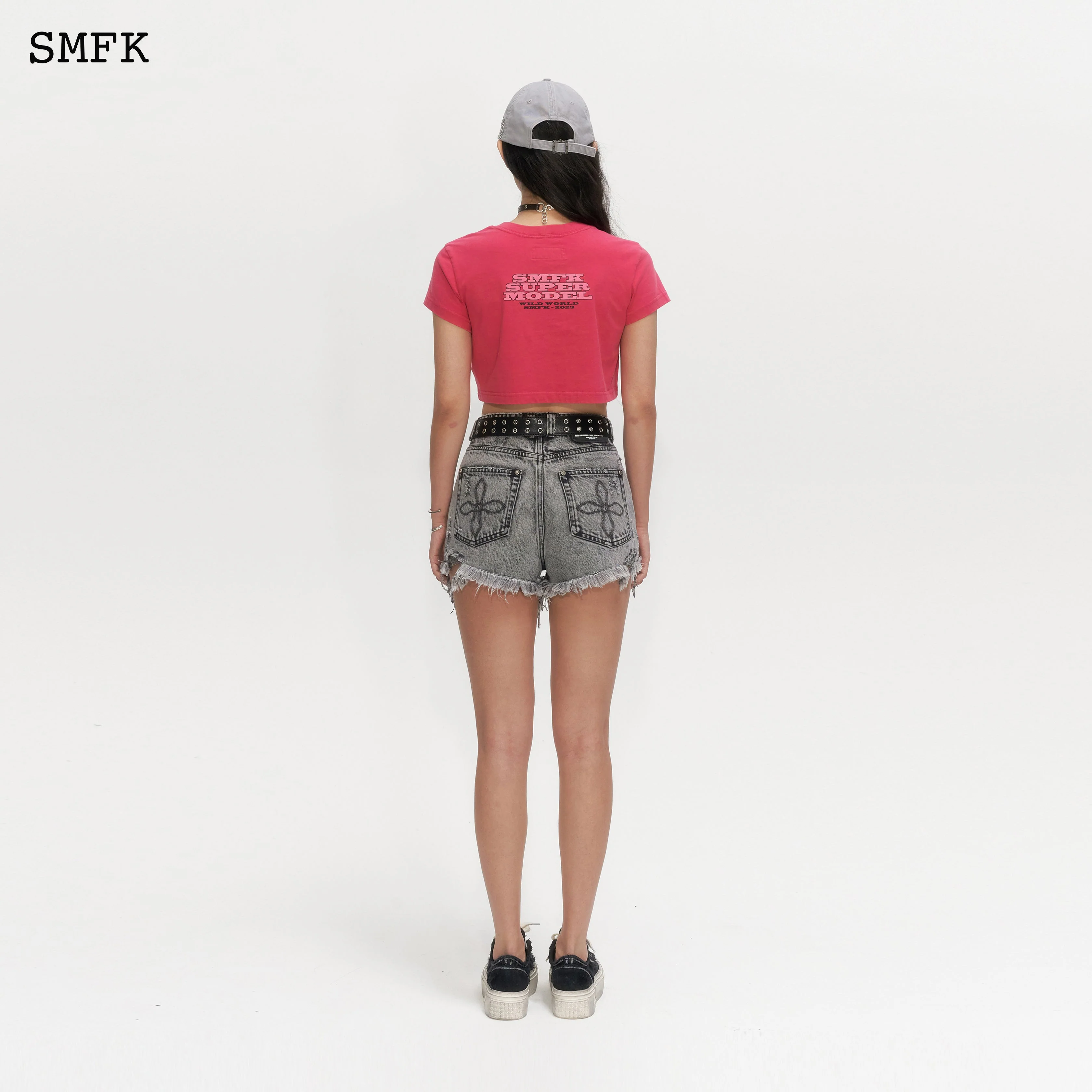Model Red Short T-shirt - Image 3