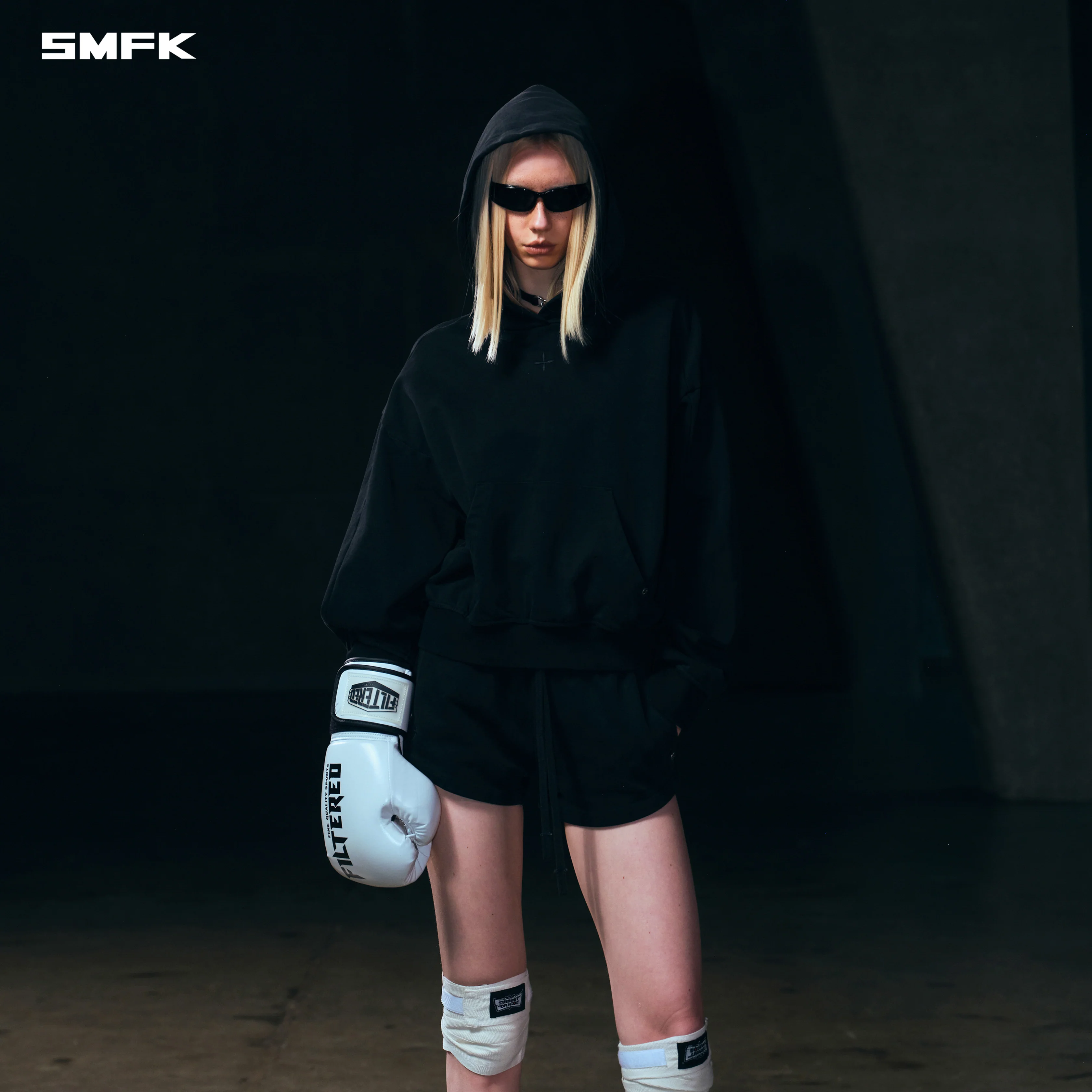 VINTAGE MUSE SPORTS SHORT HOODIE/COTTON WILD BLACK