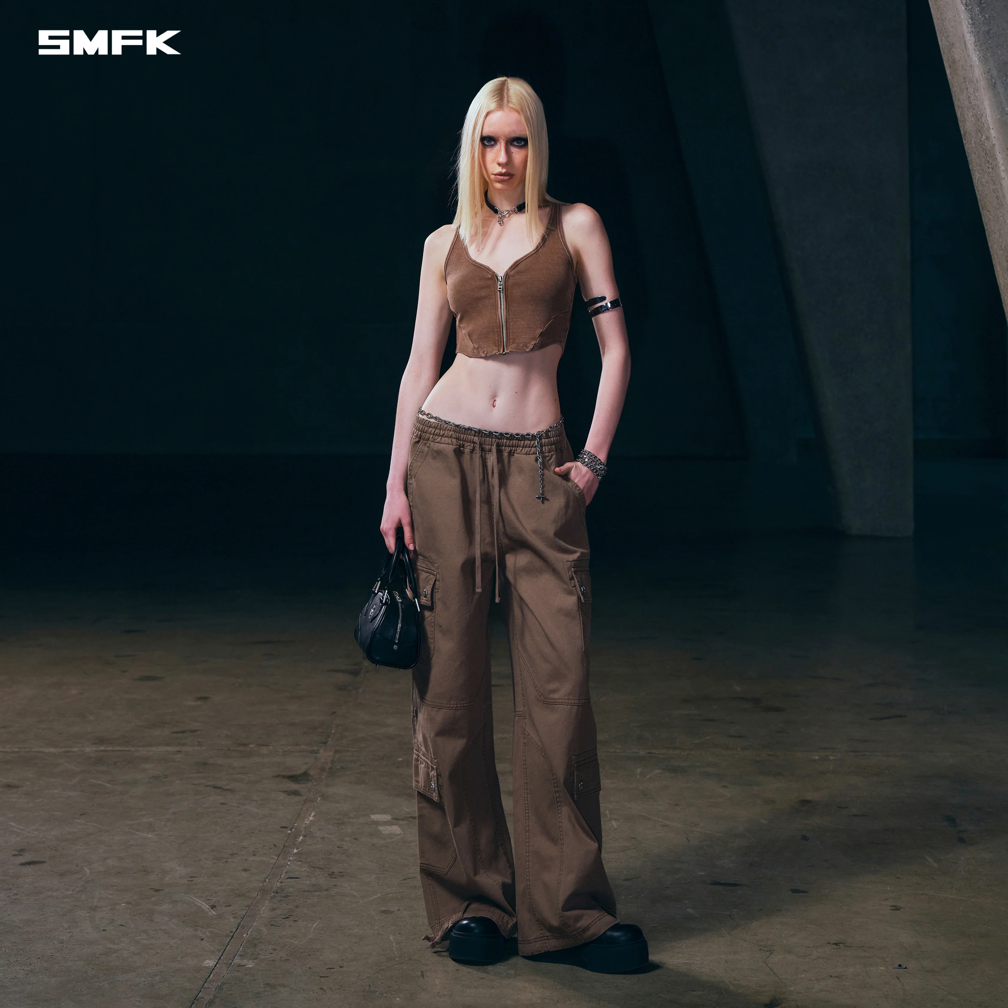 VINTAGE ROVE ZIP TANK/FADE DYE VANISH BROWN - Image 4