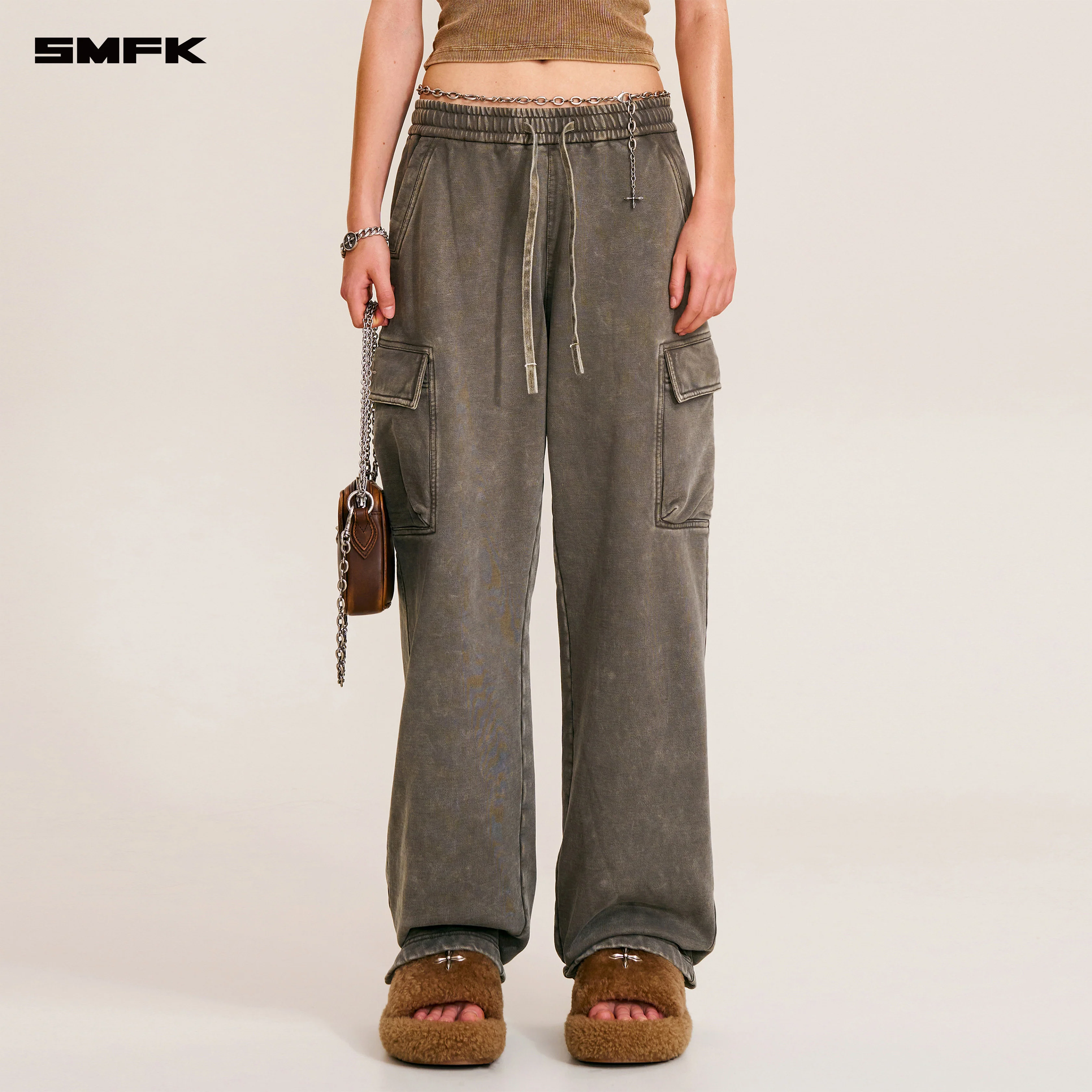 VINTAGE-SAFARI LOOSE SPORTS PANTS/FADE DYE WILD BROWN - Image 3