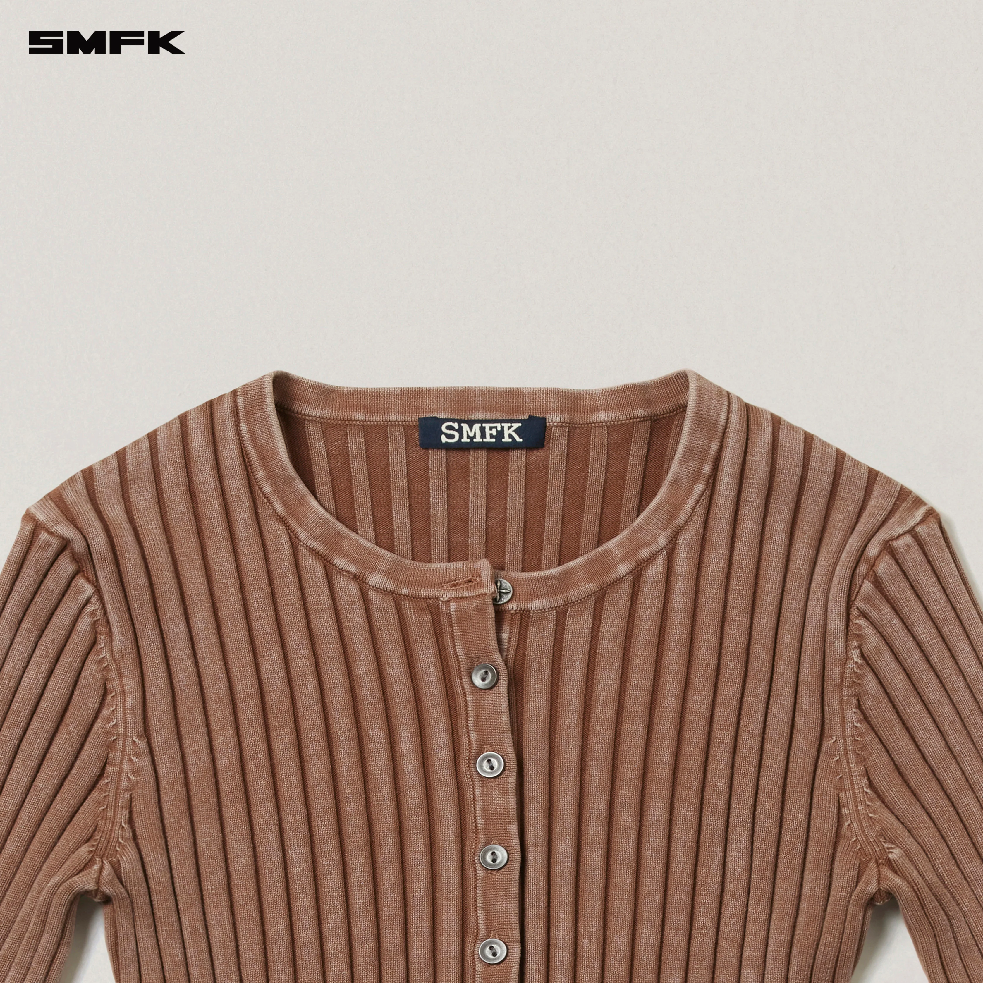 VINTAGE-SAVAGE KNIT CARDIGAN/STONE WASH VANISH BROWN - Image 7