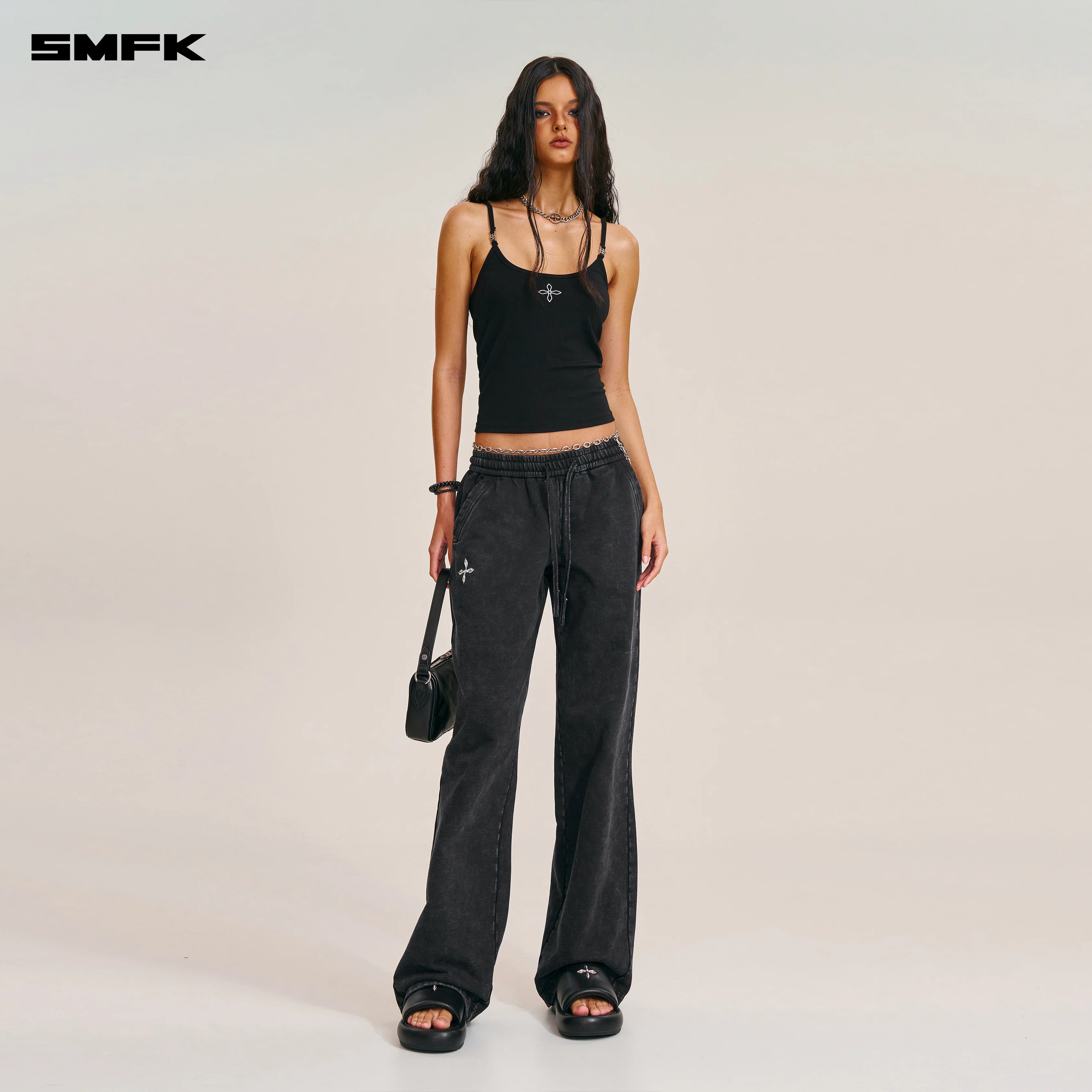 VINTAGE-SAVAGE LOOSE SPORTS PANTS/FADE DYE WILD BLACK - Image 5
