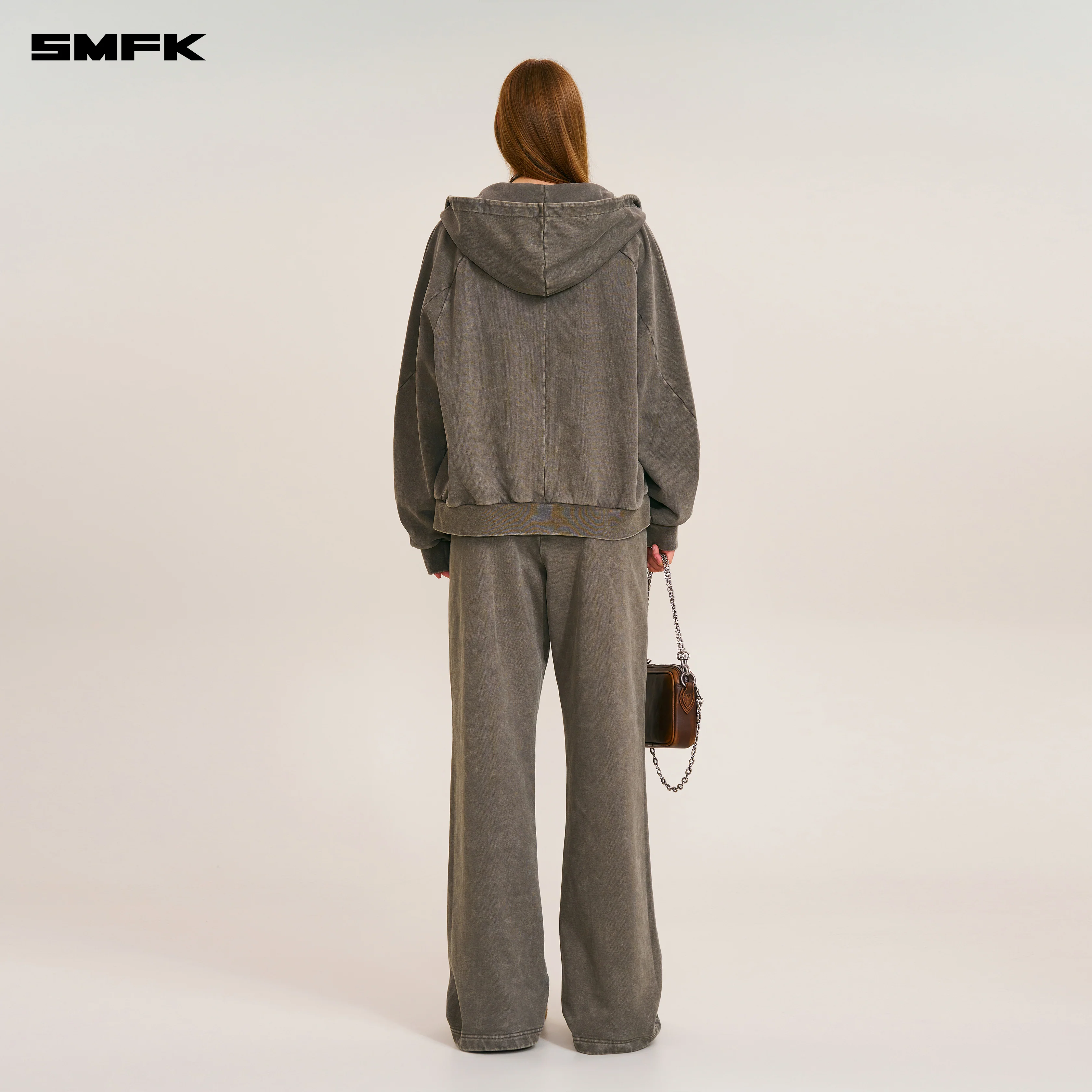 VINTAGE-SAVAGE LOOSE SPORTS PANTS/FADE DYE WILD BROWN - Image 4