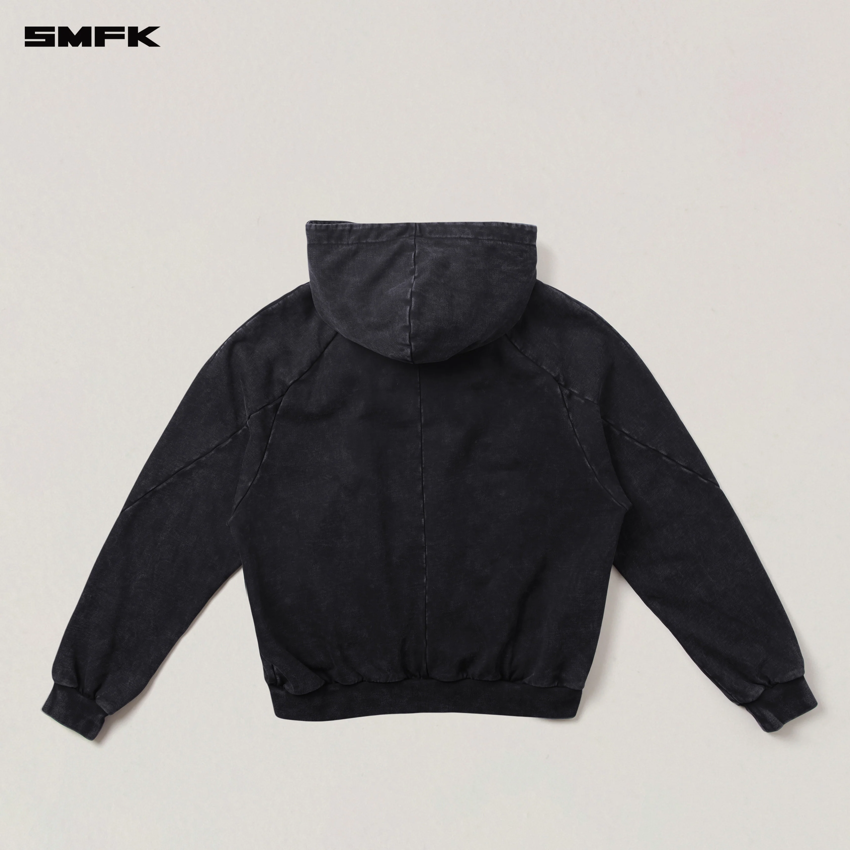 VINTAGE-SAVAGE LOOSE SPORTS ZIP HOODIE/FADE DYE WILD BLACK - Image 6