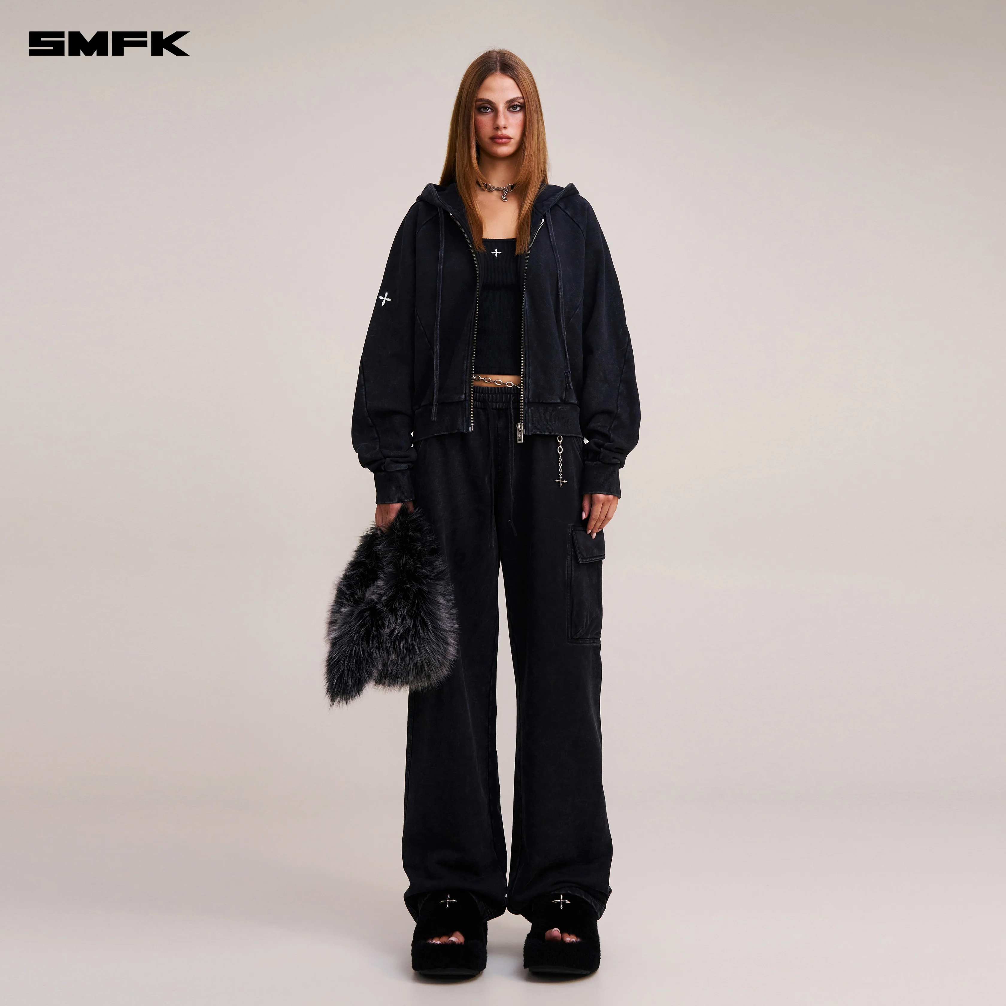 VINTAGE-SAVAGE SPORTS HOODIE/FADE DYE VANISH BLACK - Image 2