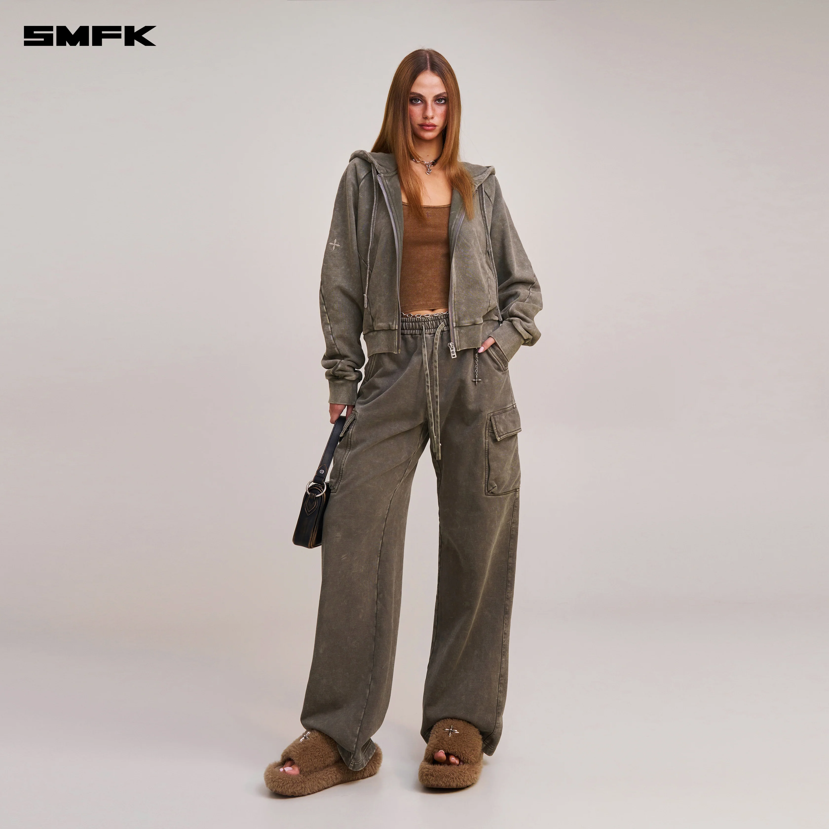 VINTAGE-SAVAGE SPORTS HOODIE/FADE DYE VANISH BROWN - Image 4