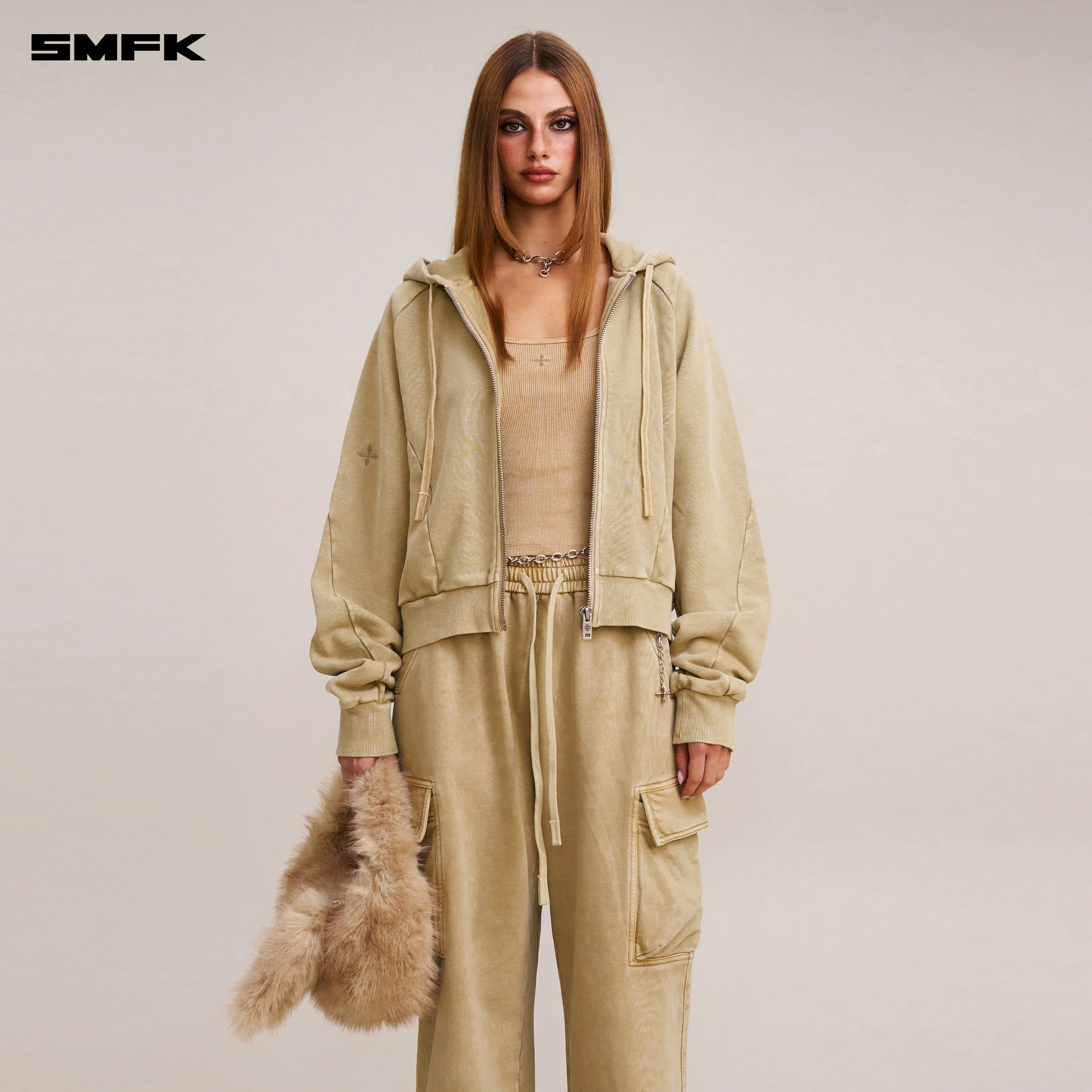 VINTAGE-SAVAGE SPORTS HOODIE/FADE DYE VANISH SAND