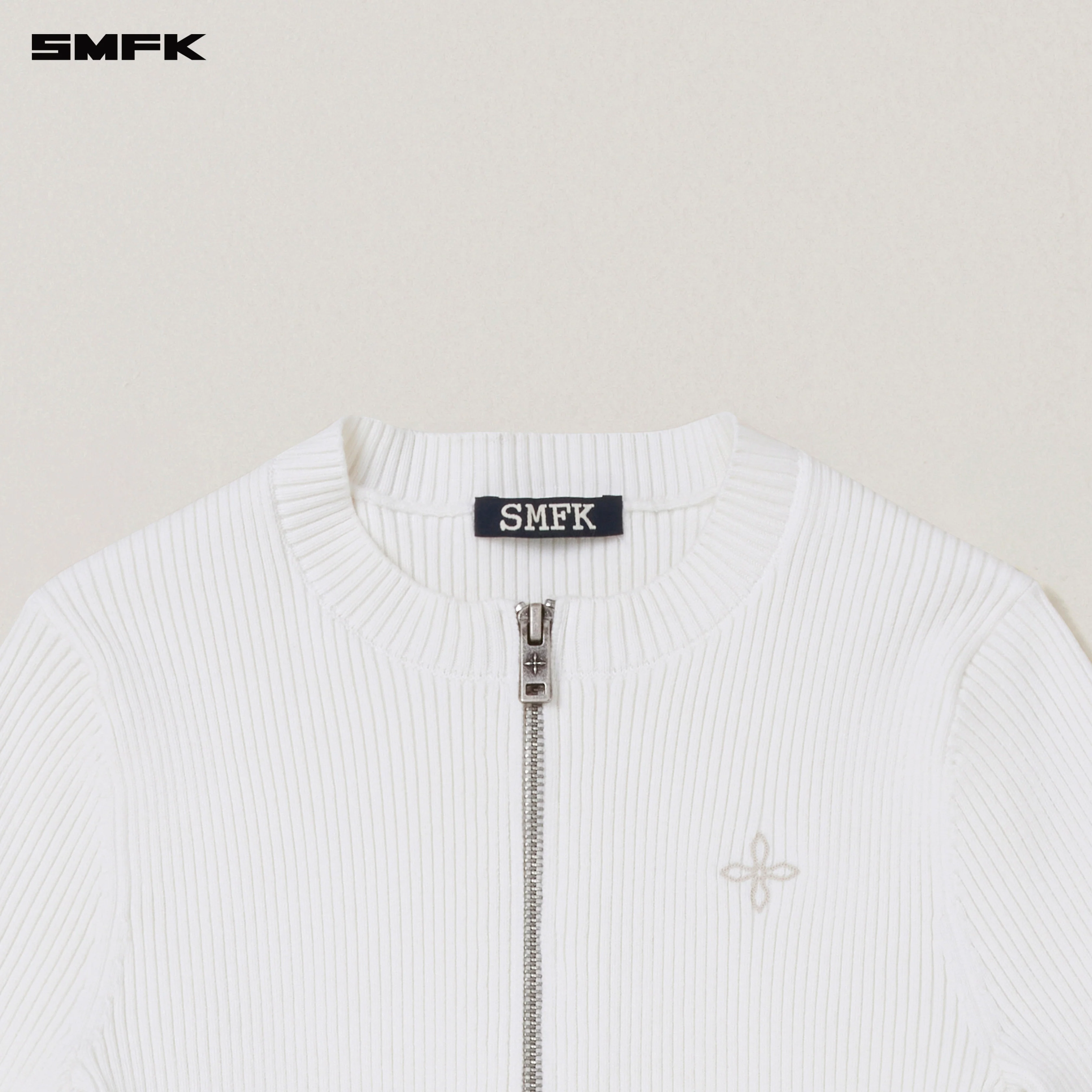 VINTAGE-SAVAGE ZIP KNIT CARDIGAN/STONE WASH VANISH WHITE - Image 7