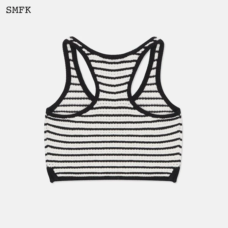 Vintage School Striped Knit Vest White - Image 5