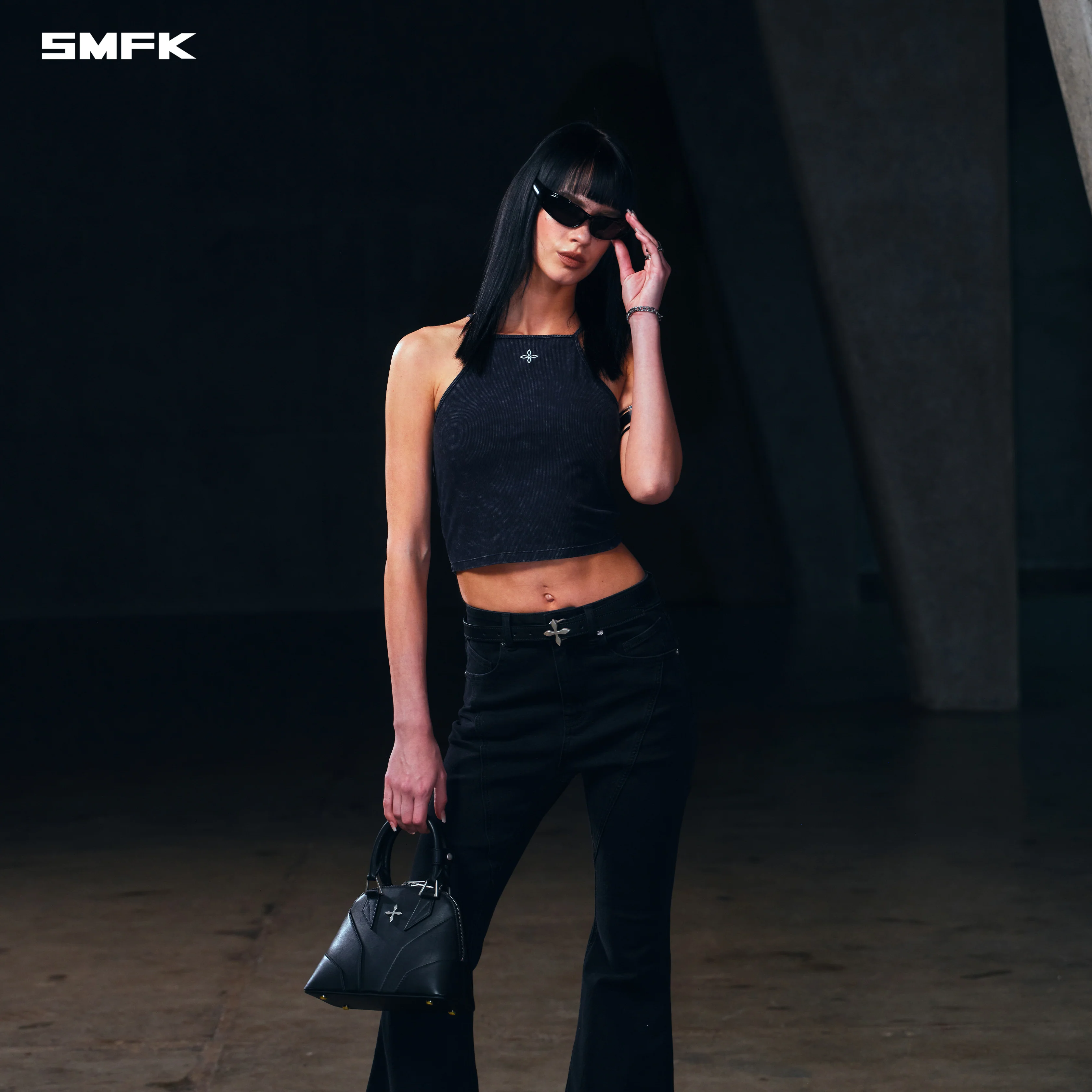 VINTAGE STORM FADE FLAT CAMISOLE/FADE DYE VANISH BLACK