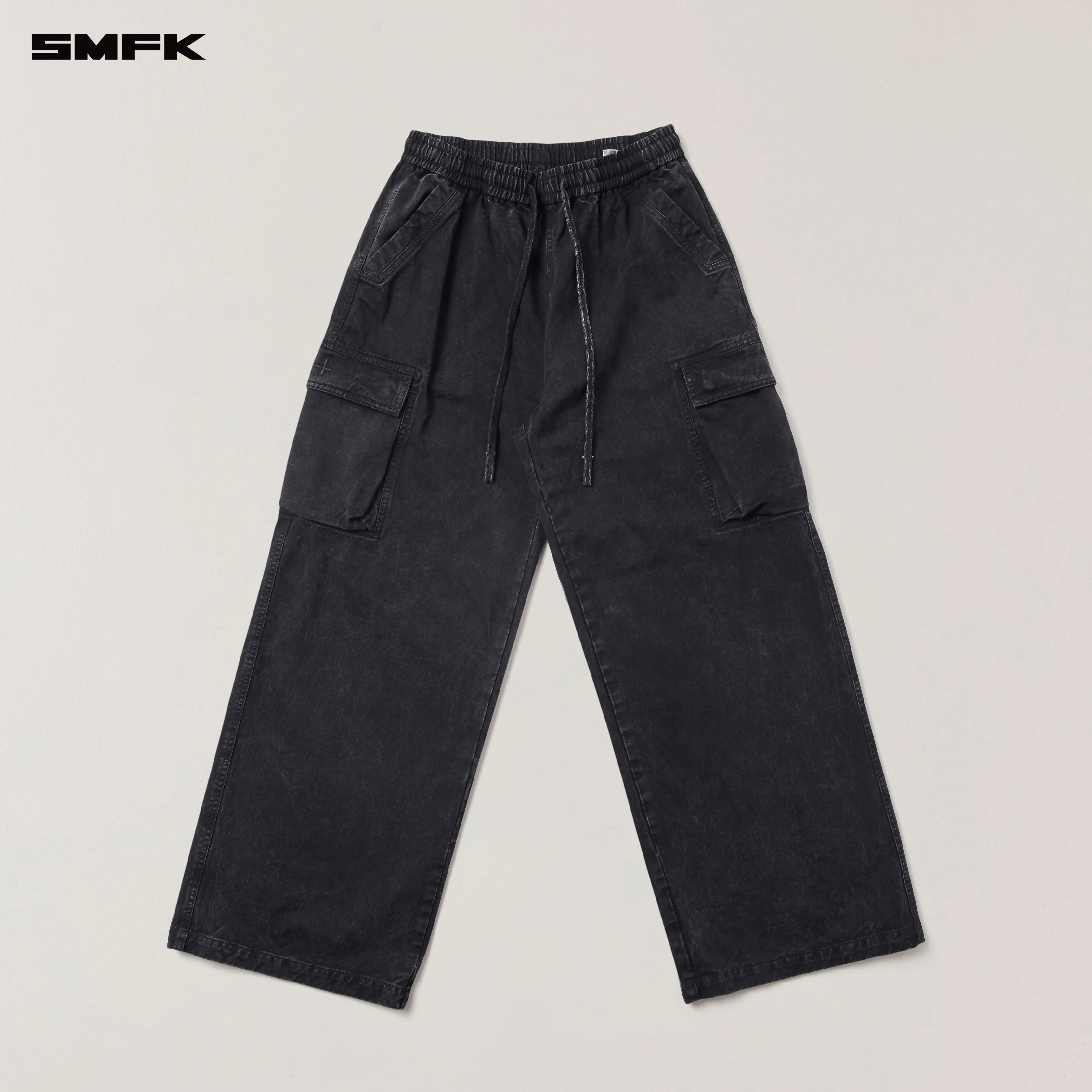 VINTAGE-STORM LOOSE SPORTS CARGO PANTS/FADE DYE WILD BLACK - Image 6