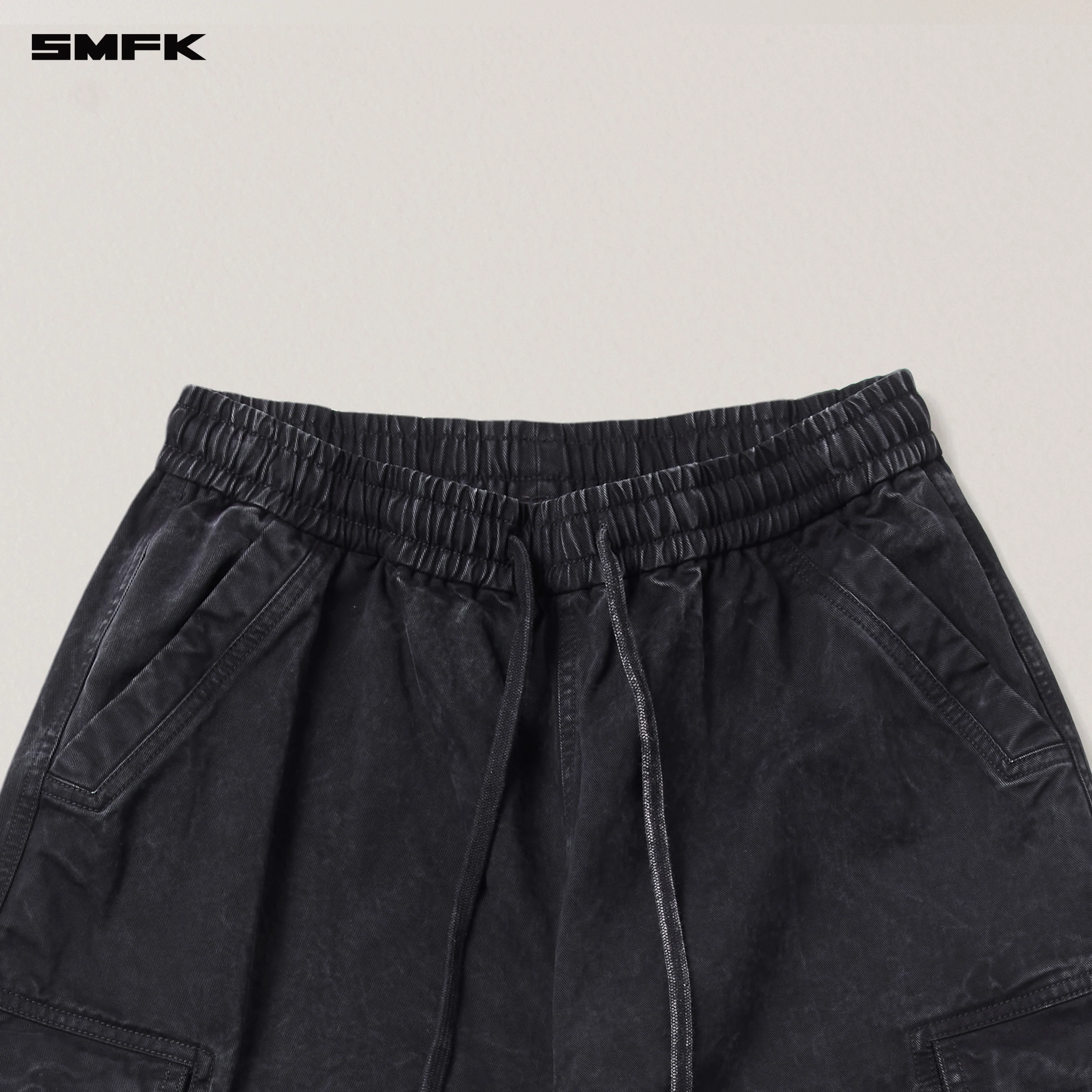 VINTAGE-STORM LOOSE SPORTS CARGO PANTS/FADE DYE WILD BLACK - Image 8
