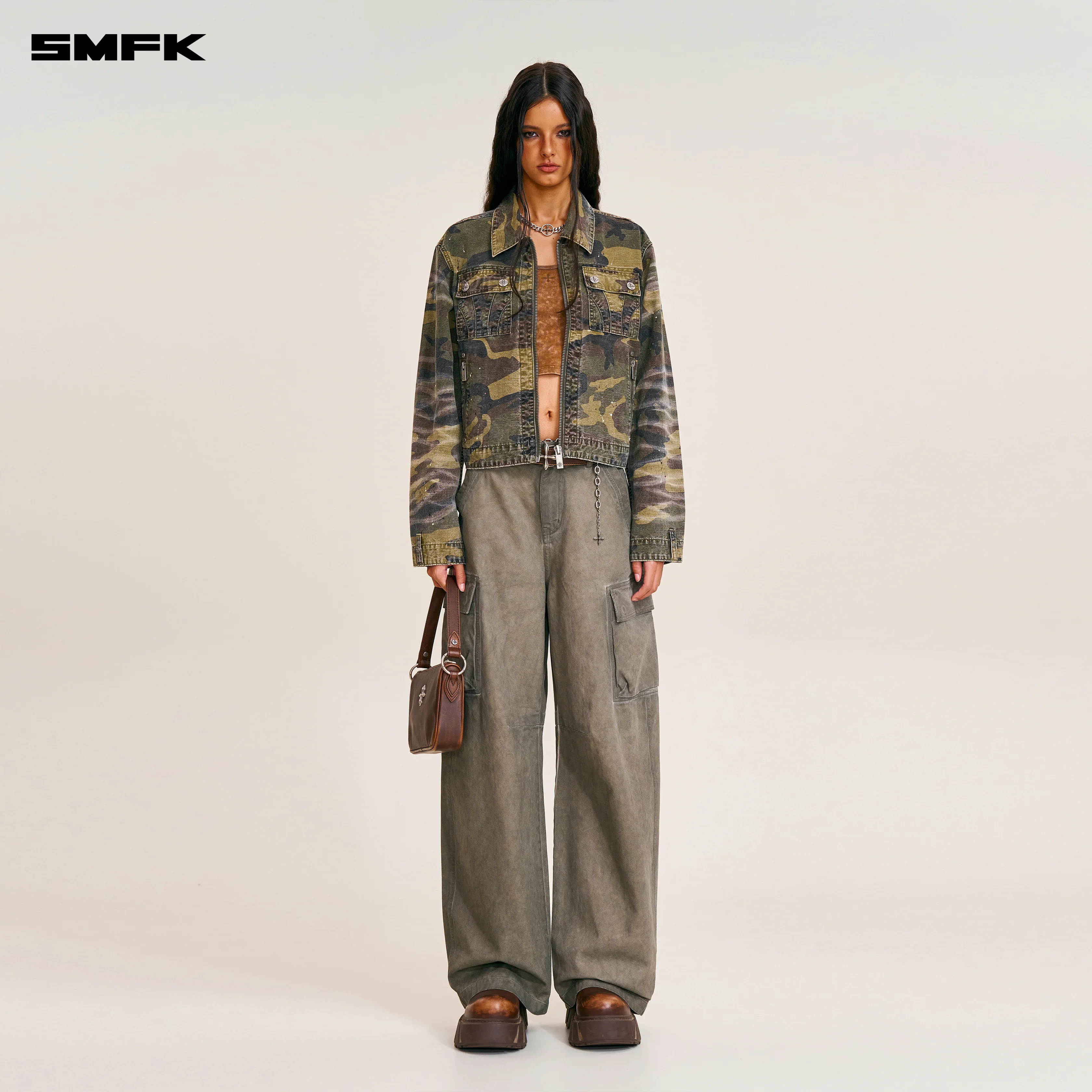 VINTAGE-STORM ONE CUT ARC CARGO PANTS/FADE DYE WILD BROWN