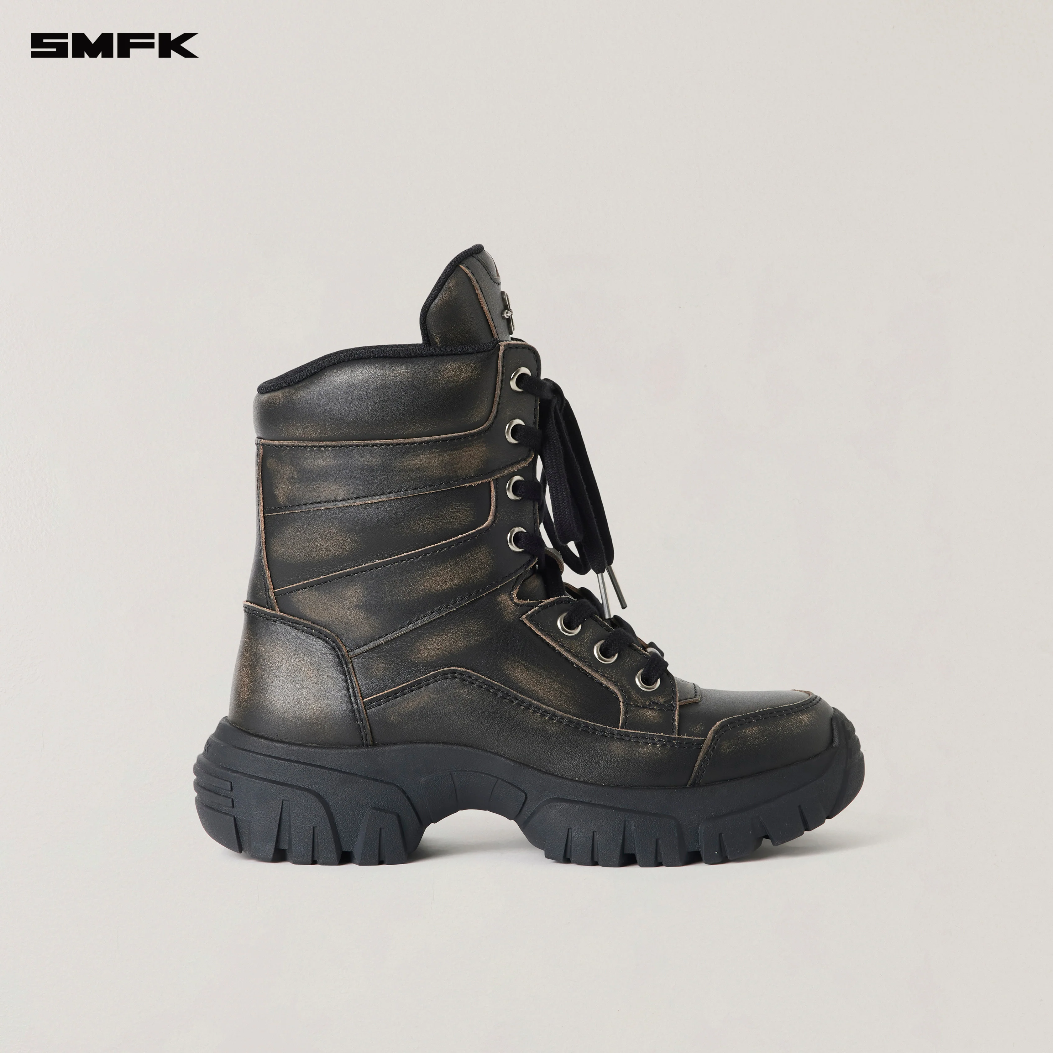 VINTAGE-WILD WIND LEATHER HIKE BOOTS/PATINA WILD BLACK PATINA - Image 5