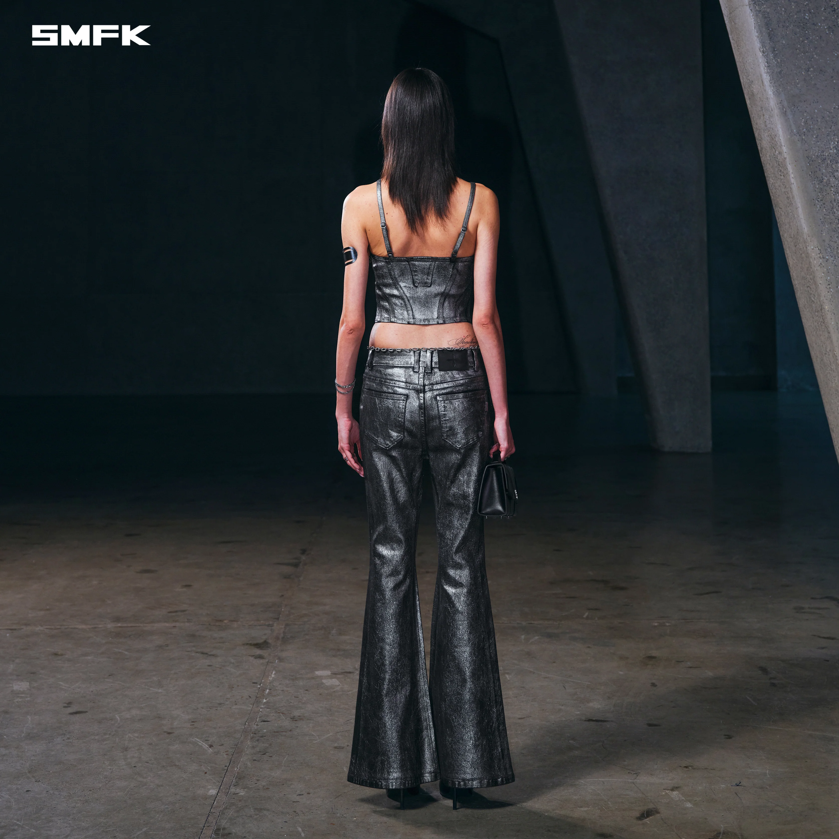 WILD HURRICANE FLARED DENIM PANTS/E-COTTON SILVER NEBULA - Image 3