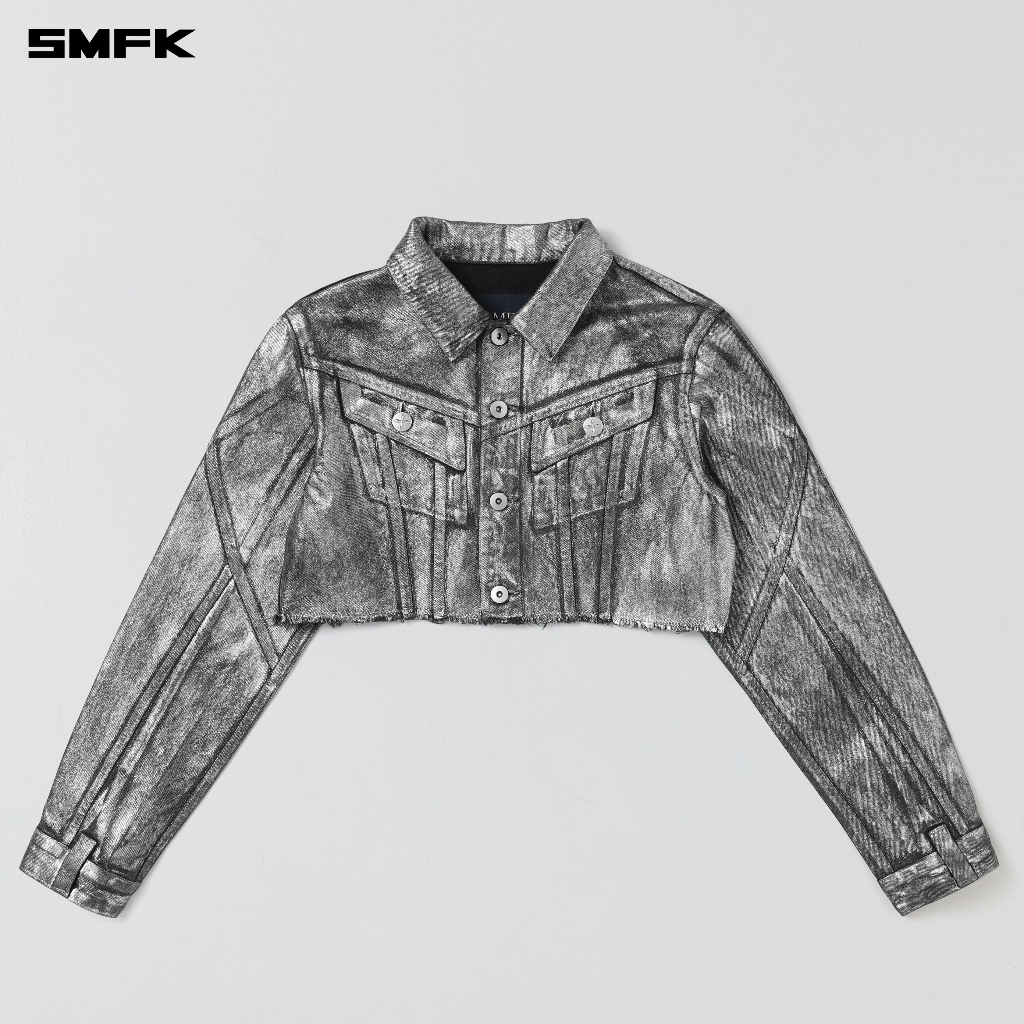 WILD MIRAGE HORT DENIM JACKET/COTTON SILVER NEBULA - Image 5
