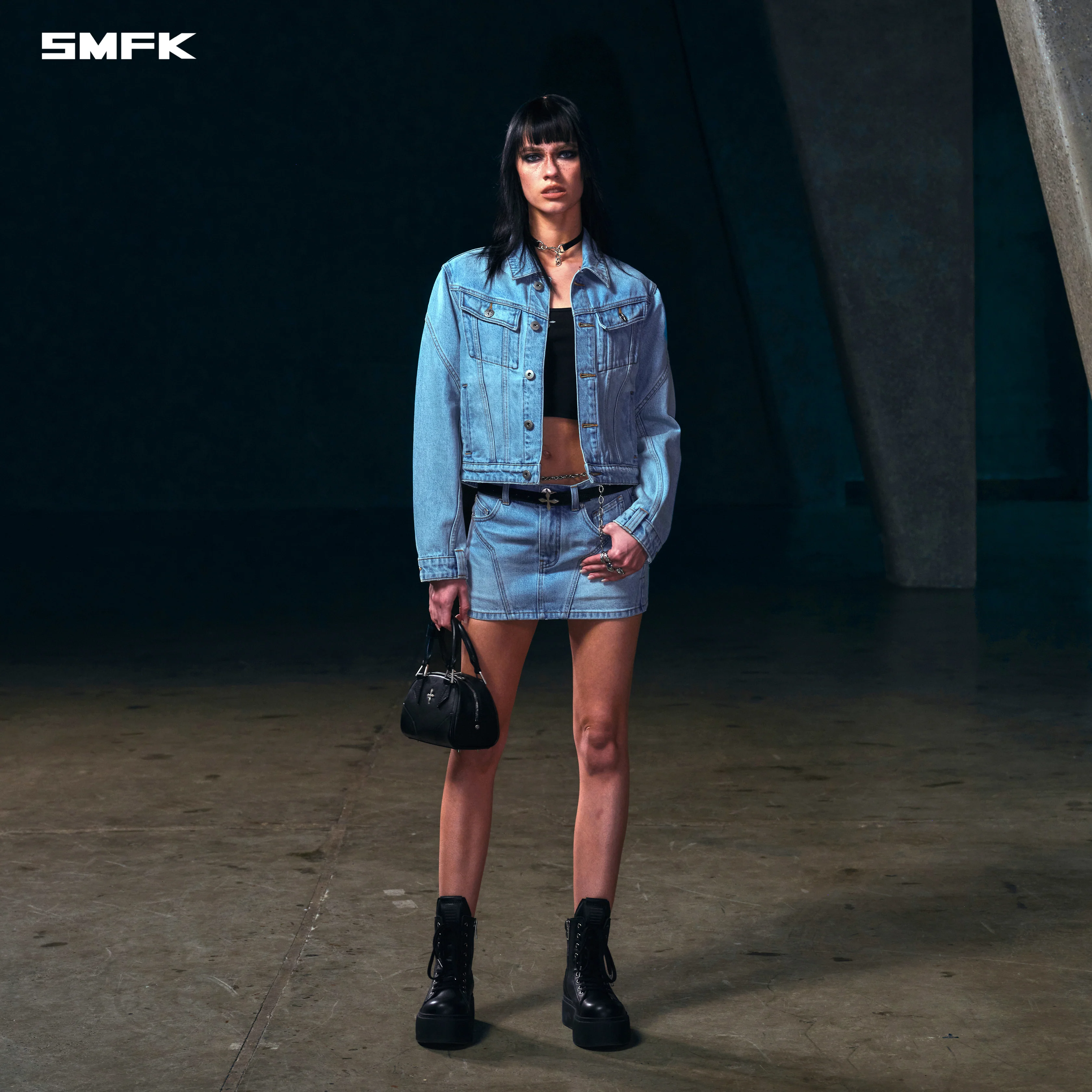 WILD MIRAGE SKINNY DENIM DRESS/COTTON WILD SKY BLUE - Image 4